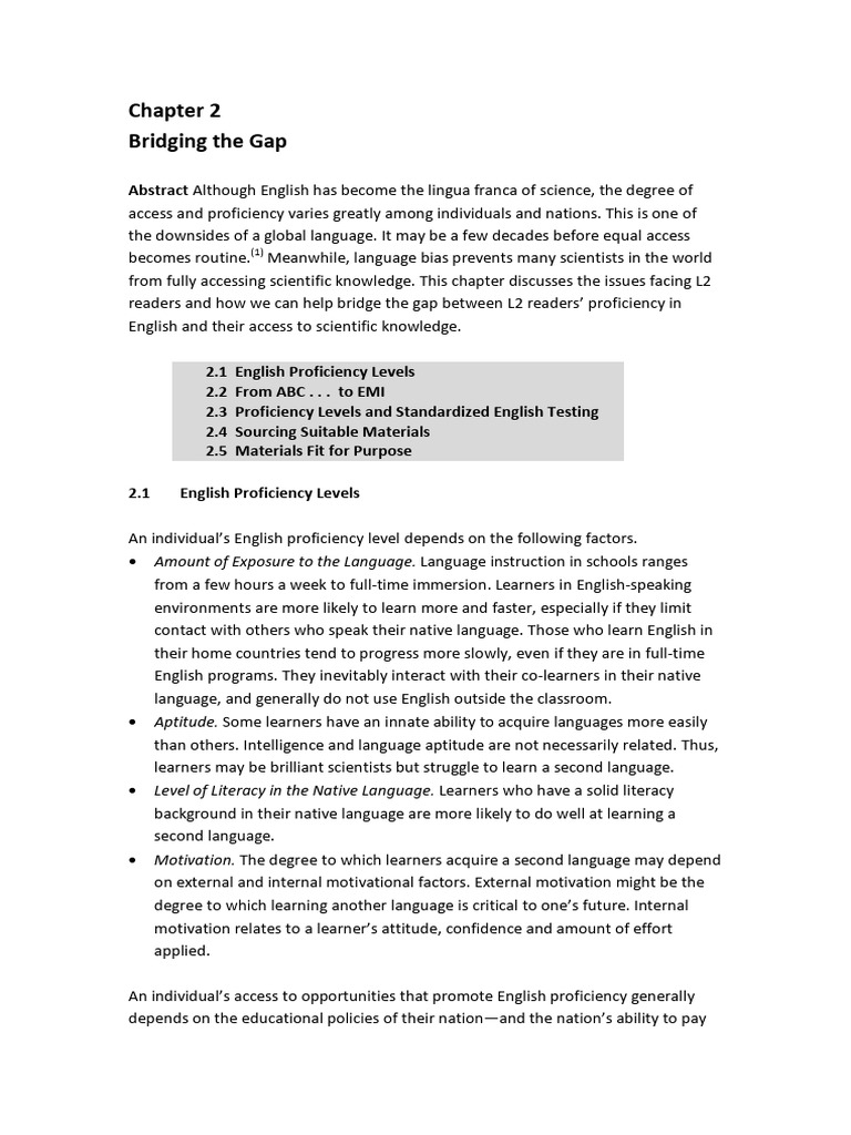 Chapter 2 Bridgingthe Gap | PDF | English As A Second Or Foreign ...