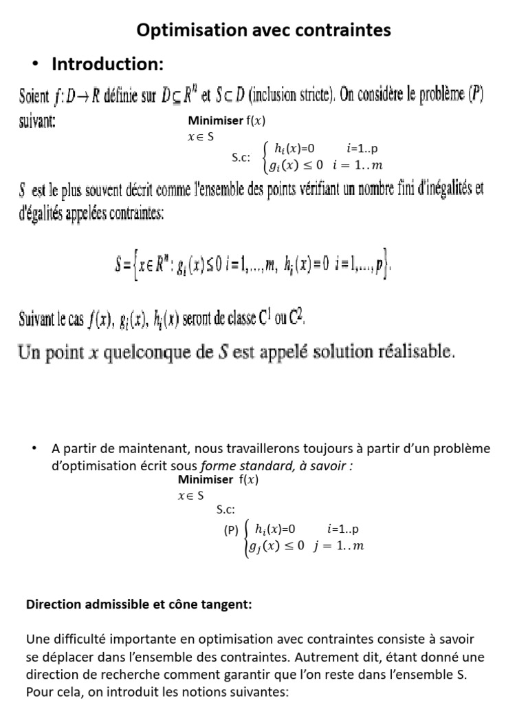 Optimisation Avec Contraintes | PDF | Optimisation mathématique ...