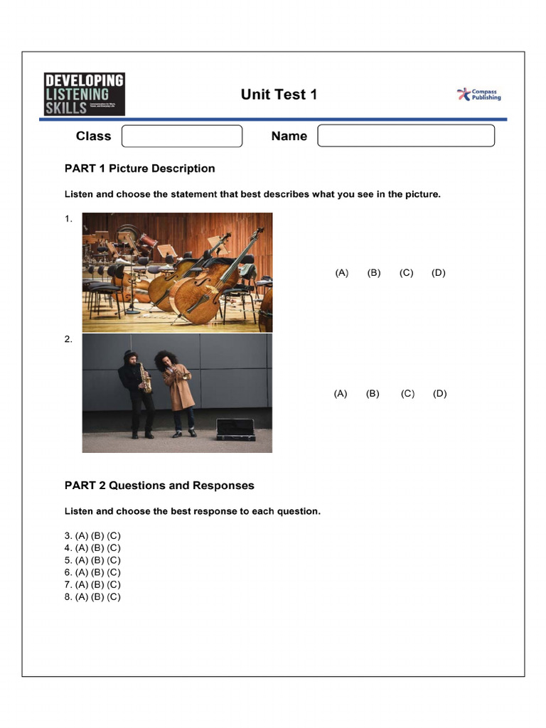 Developing Listening Skills 3rd 2 - Unit Test | PDF