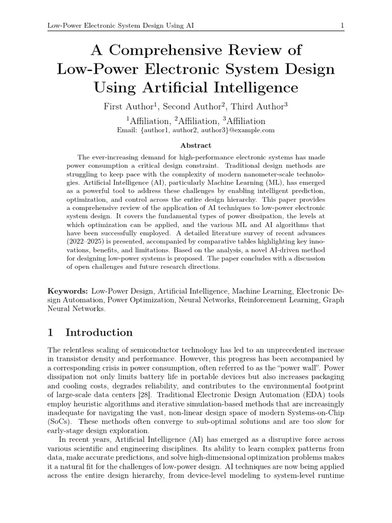 AI in Low Power Electronic System Design Review | PDF | Artificial ...
