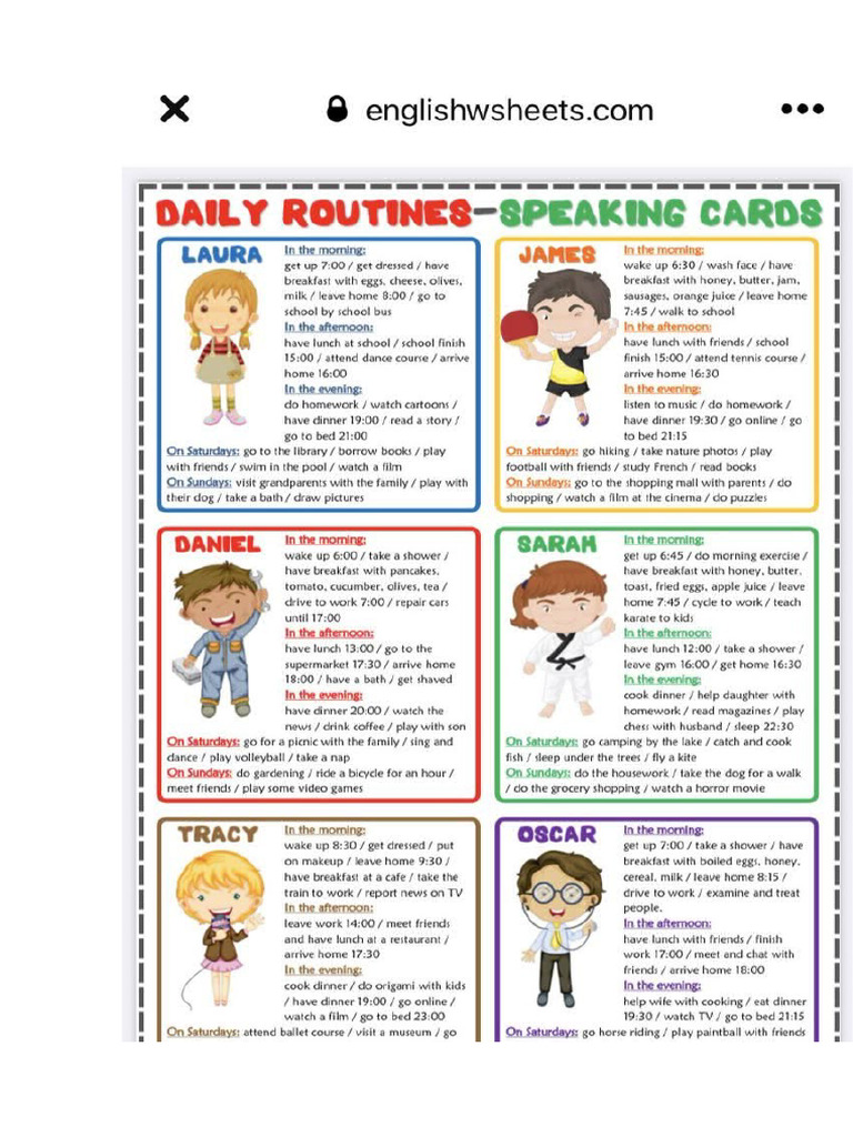Daily Routine Cards | PDF