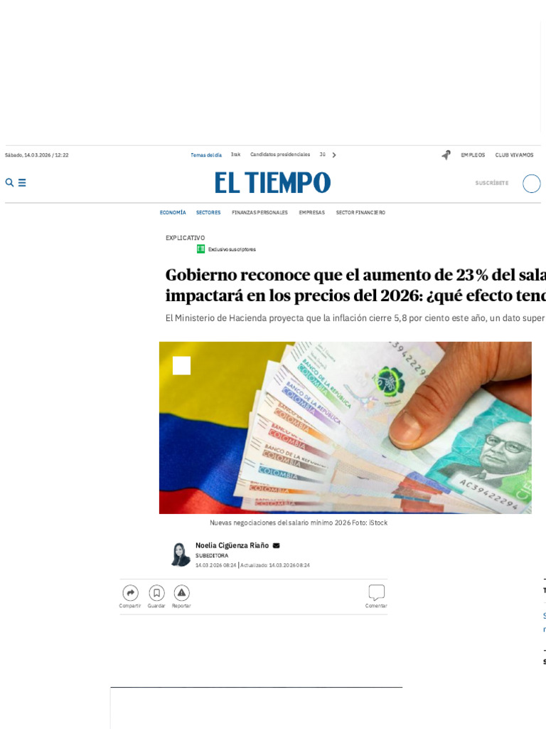 Gobierno Reconoce Que El Aumento de 23 % Del Salario Mínimo Impactará ...