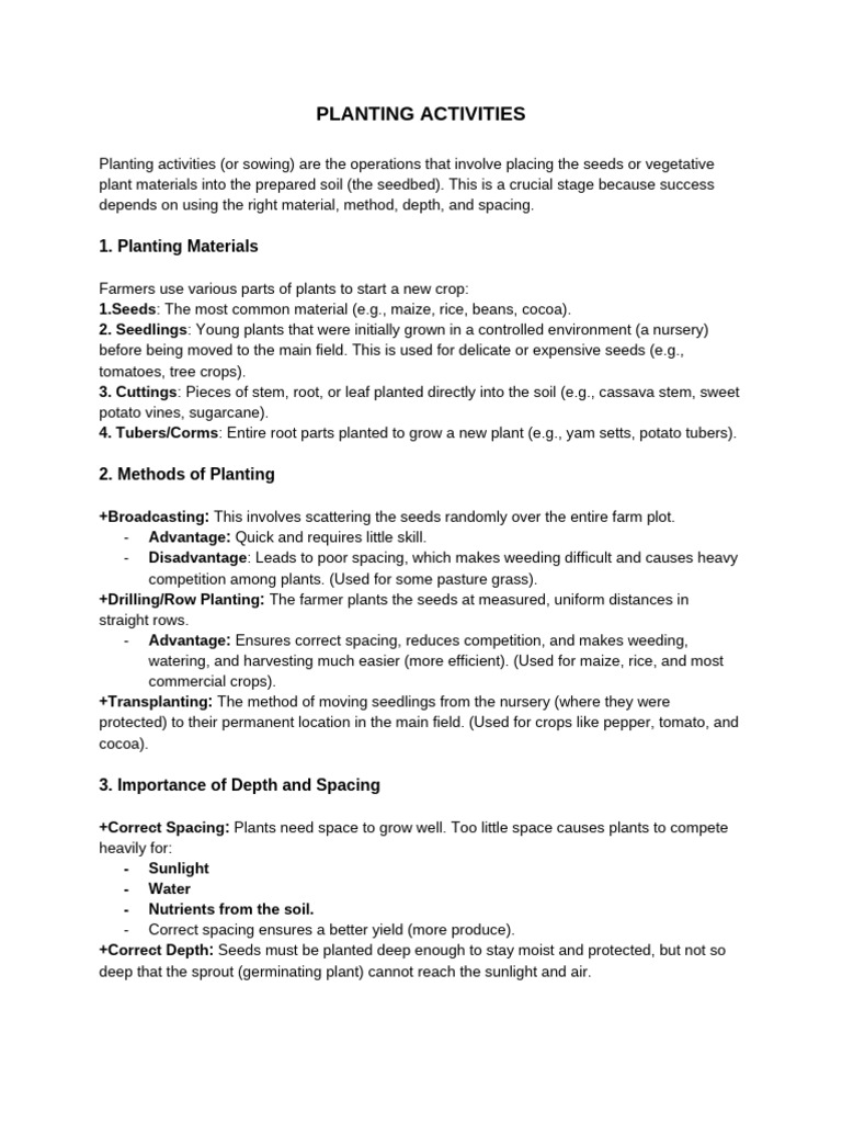 Planting Activities | PDF | Plants | Crops