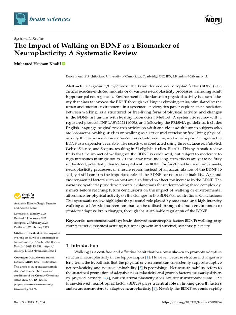 Brainsci 15 00254 v2 | PDF | Neuroplasticity | Neuroscience