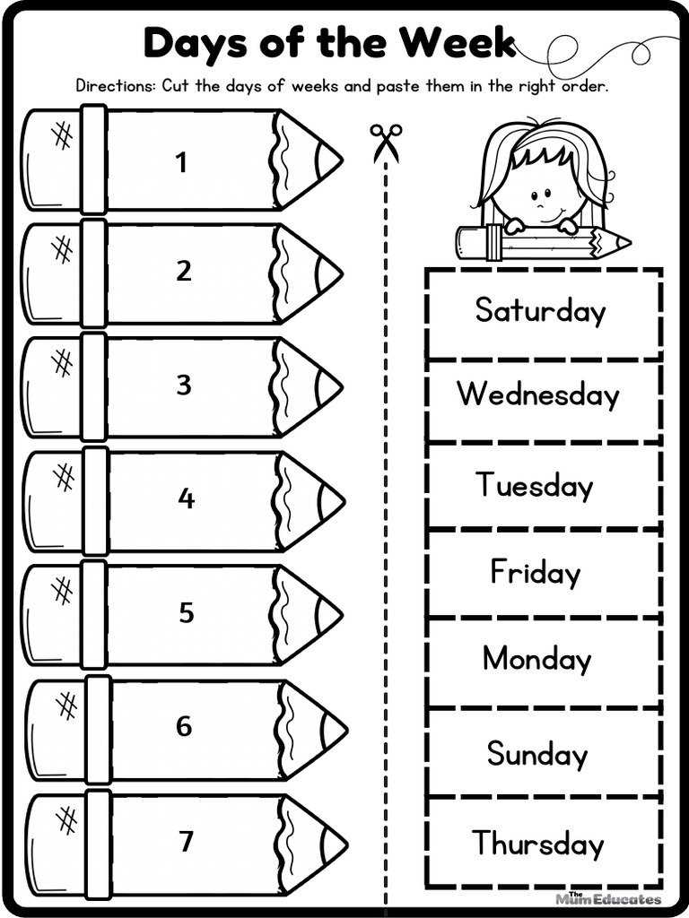 Cut and Paste Days of the Week | PDF