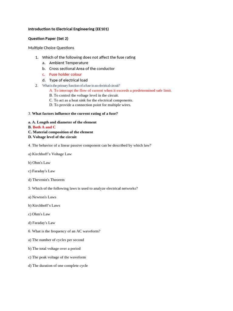 EE 101(QP2_2025) | PDF | Transformer | Capacitor