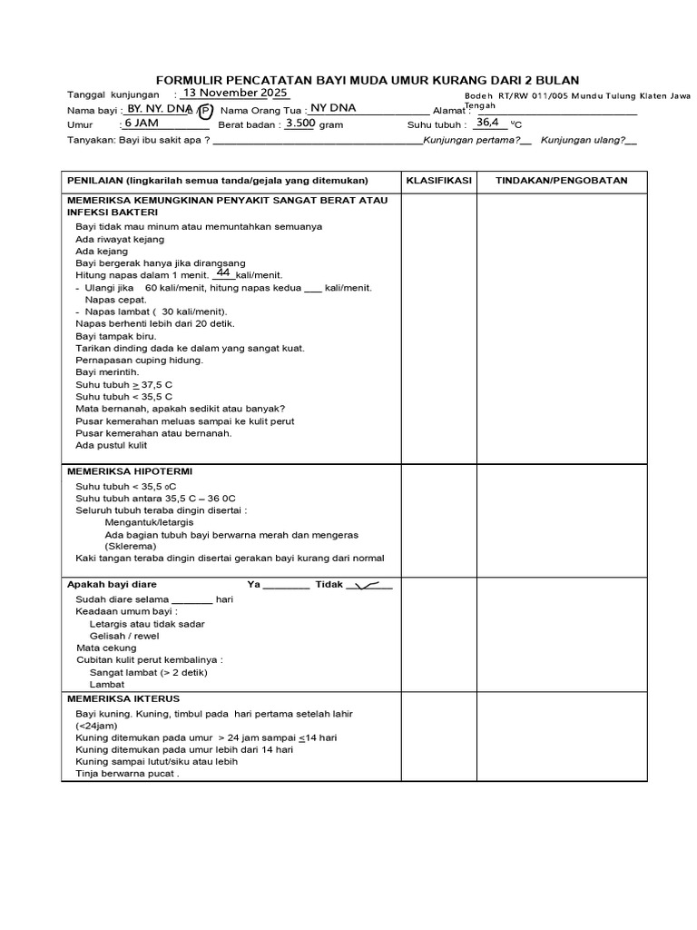 MTBM by Ny. Dna Usia 6 Jam Setelah Lahir Normal | PDF