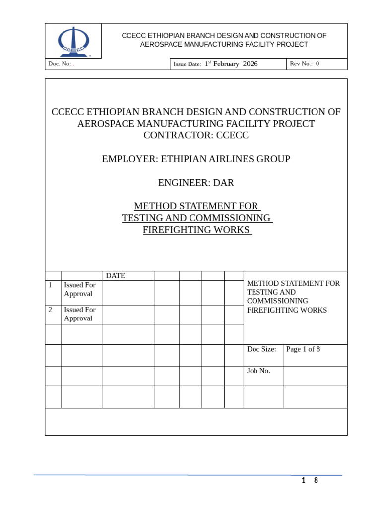 Method Statement For T&C of Fire Fighting System Work 2-10-2026 | PDF ...