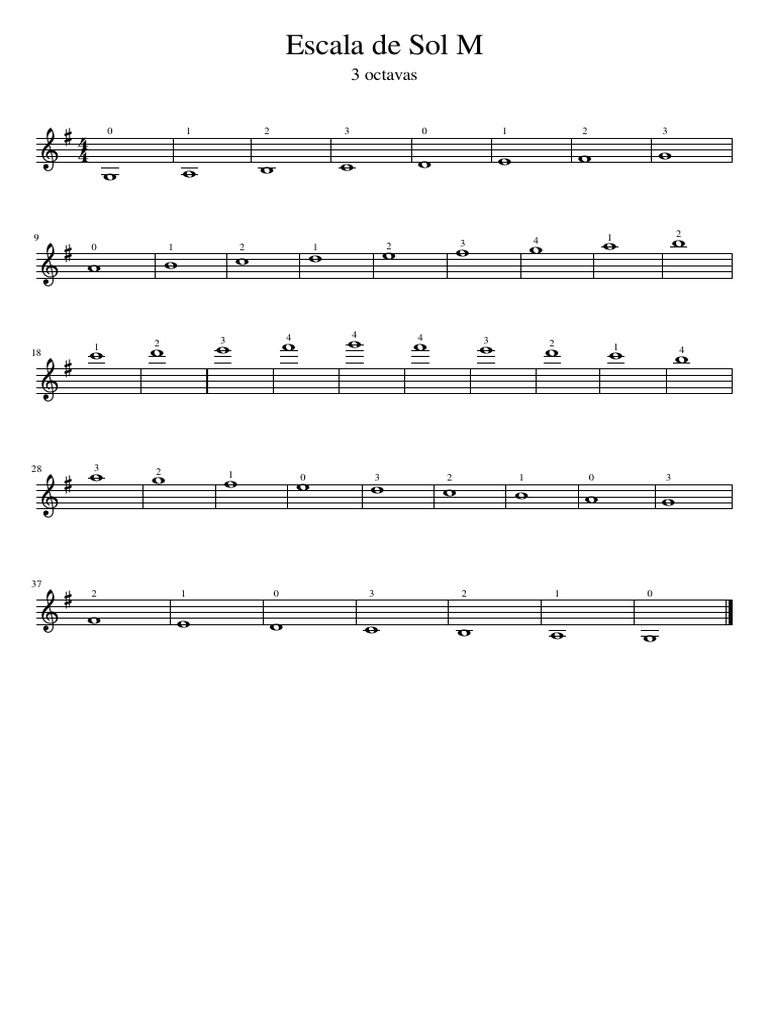Escala de Sol M 3 Octavas | PDF