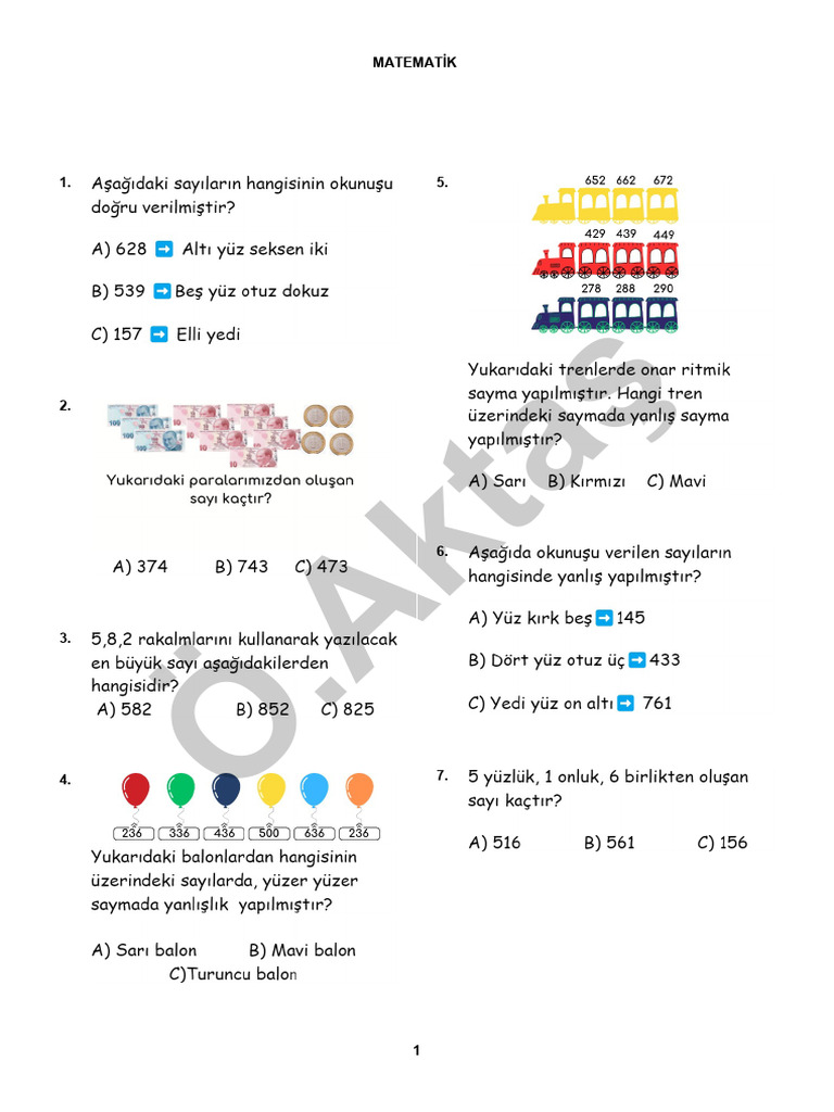 Uc Basamakli Dogal Sayilar | PDF