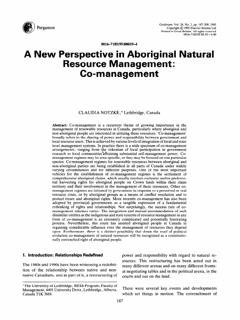A New Perspective in Aboriginal Natural Resource Management | PDF ...