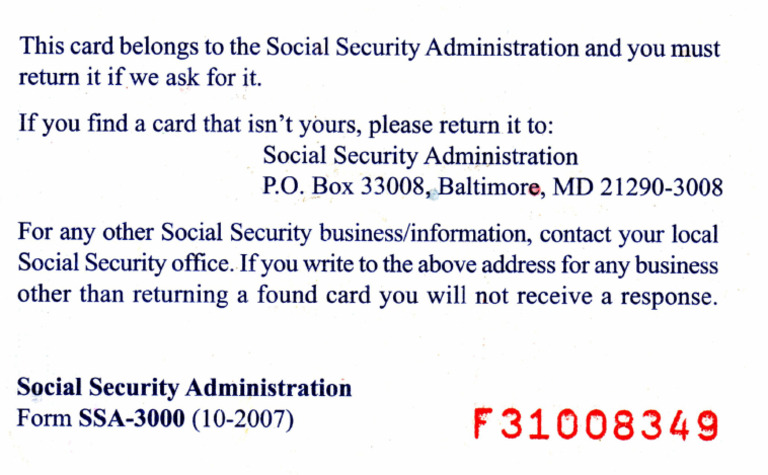 Social Security Back Ready to Print | PDF