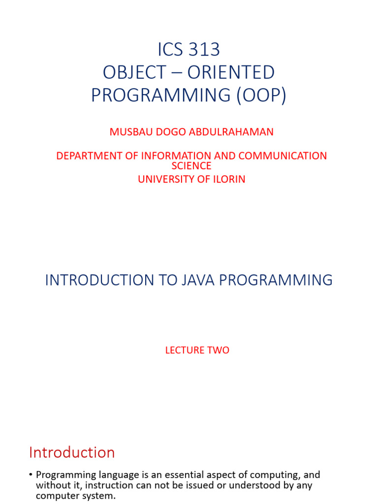 2 - Ics 313 - Introduction To Java Programming | PDF | Java ...