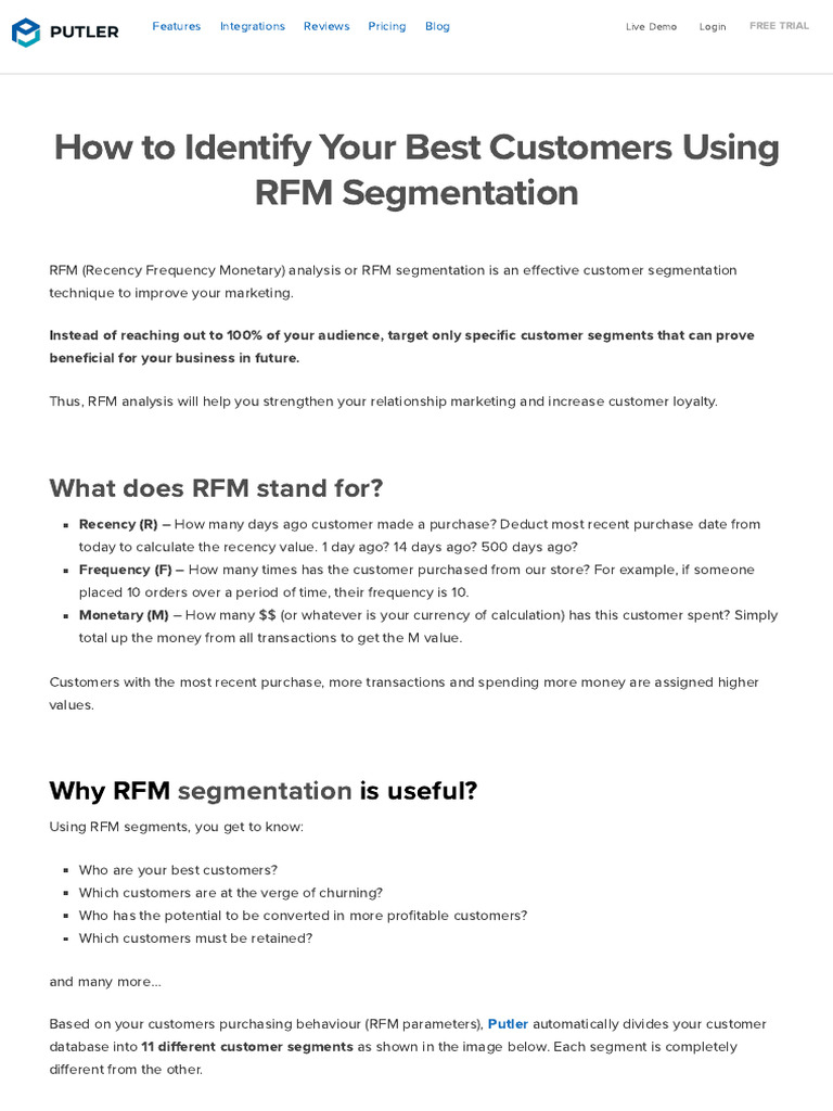 How To Identify Your Best Customers Using RFM Segmentation - Putler ...