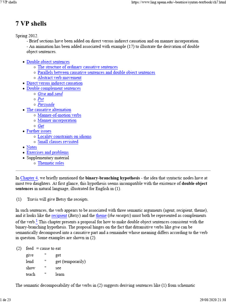 7 VP shells | PDF | Clause | Verb
