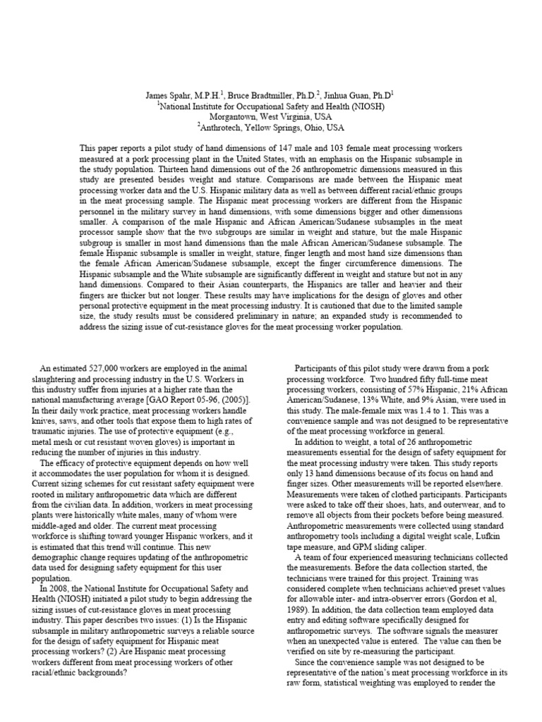 Paper On Hand Dimensions | PDF | Anthropometry | Personal Protective ...
