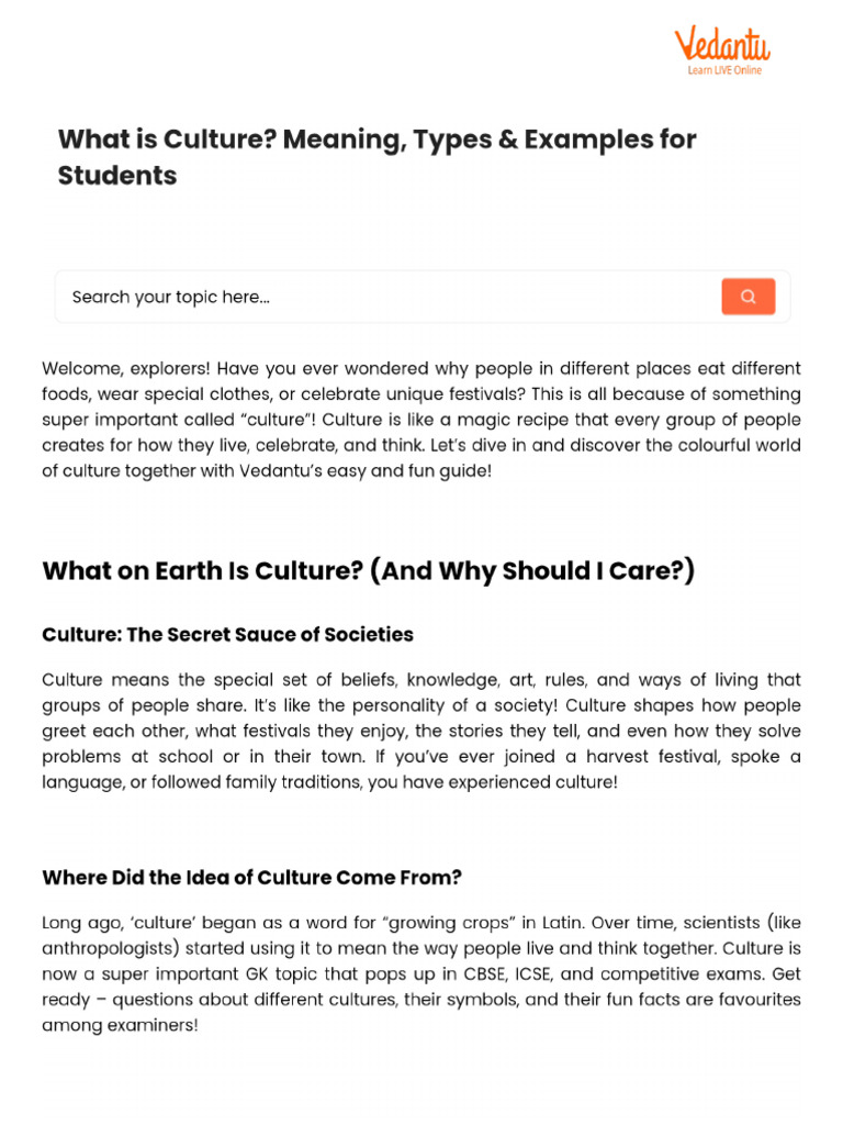 What Is Culture - Meaning, Types & Examples For Students | PDF