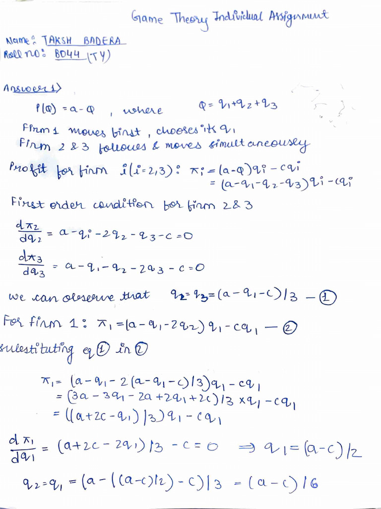 game theory individual assignment | PDF