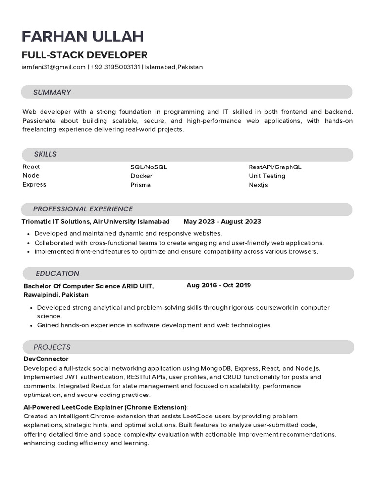 Farhan Ulah Cv | PDF