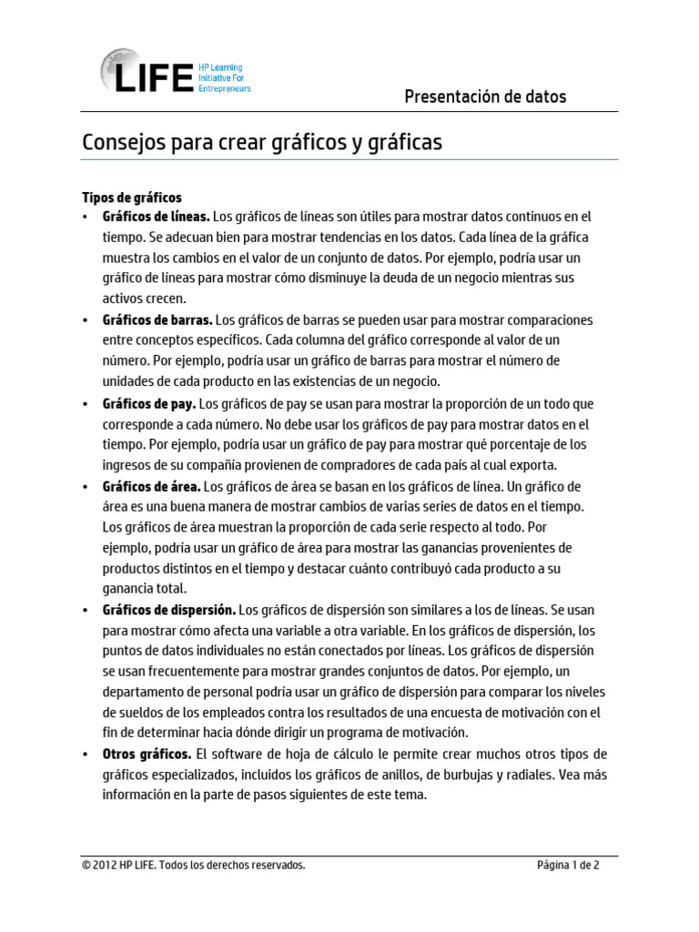 HP+LIFE+ +Creating+Charts+and+Graphs Es | PDF | Dispersión estadística ...