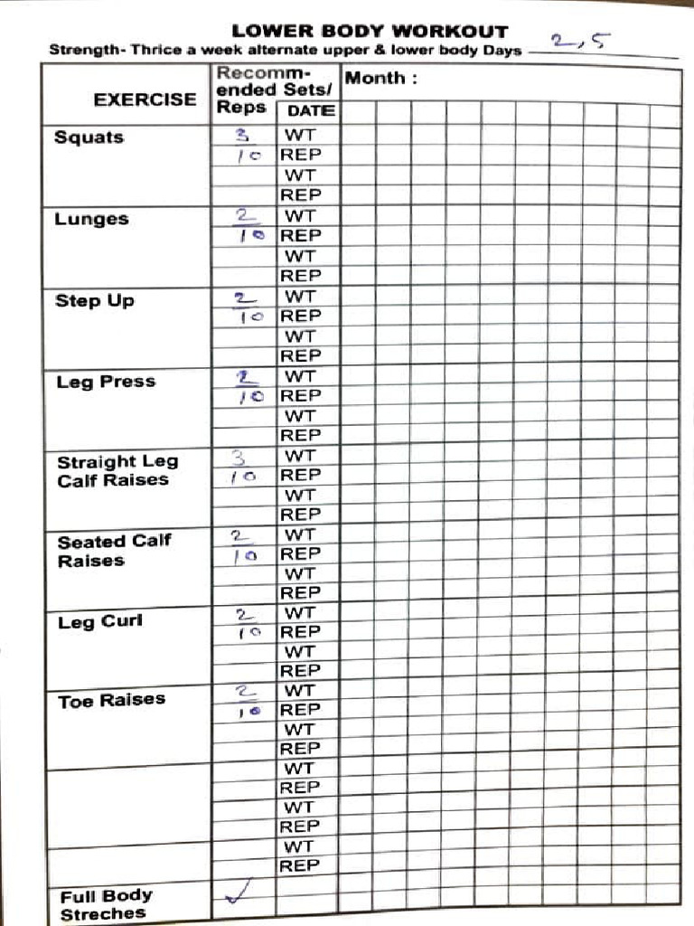 Gym Training Card | PDF | Weight Training | Physical Fitness