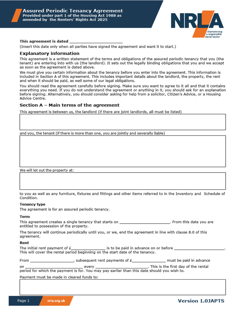 NRLA Assured Periodic Tenancy Students | PDF | Lease | Leasehold Estate