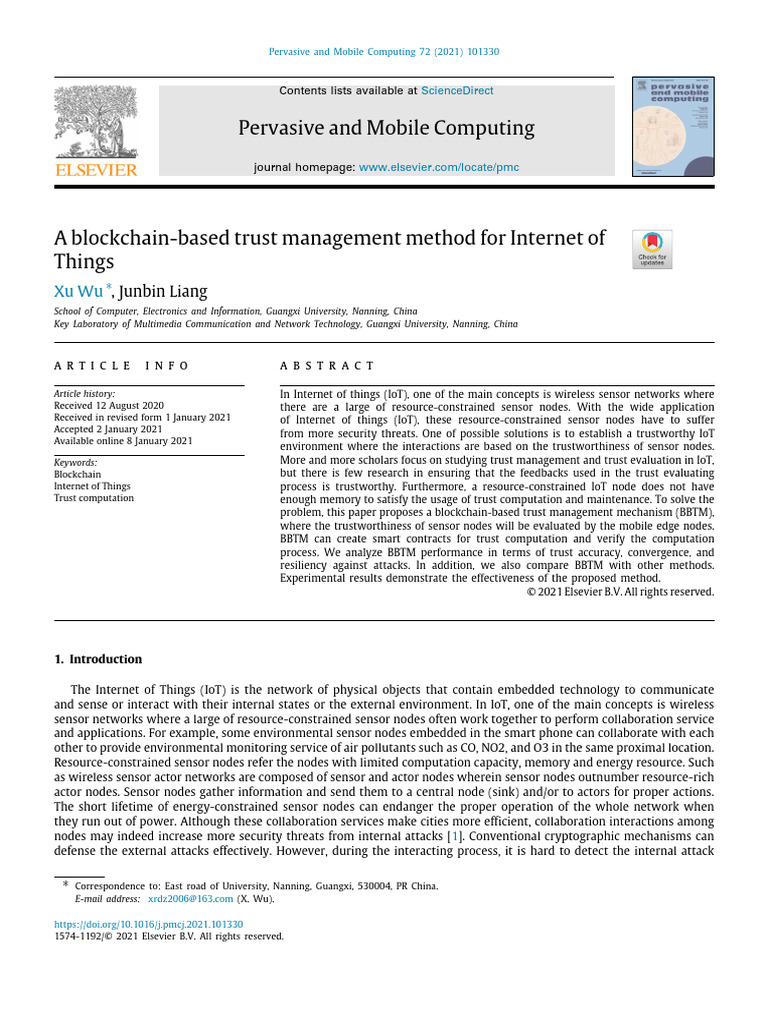 A blockchain-based trust management method for Internet of | PDF ...