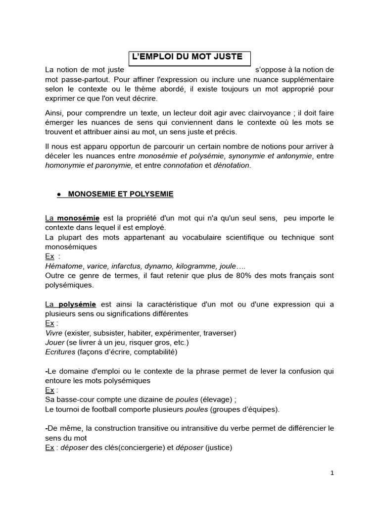 5 Le Mot Juste | PDF | Orthographie | Genre grammatical