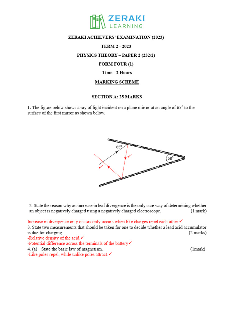 Physics - Physics Paper 2 - Marking Scheme | PDF | Inductor | Radiation