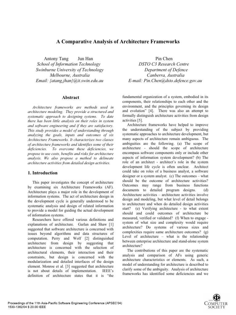 A Comparative Analysis of Architecture Frameworks | PDF | Software ...