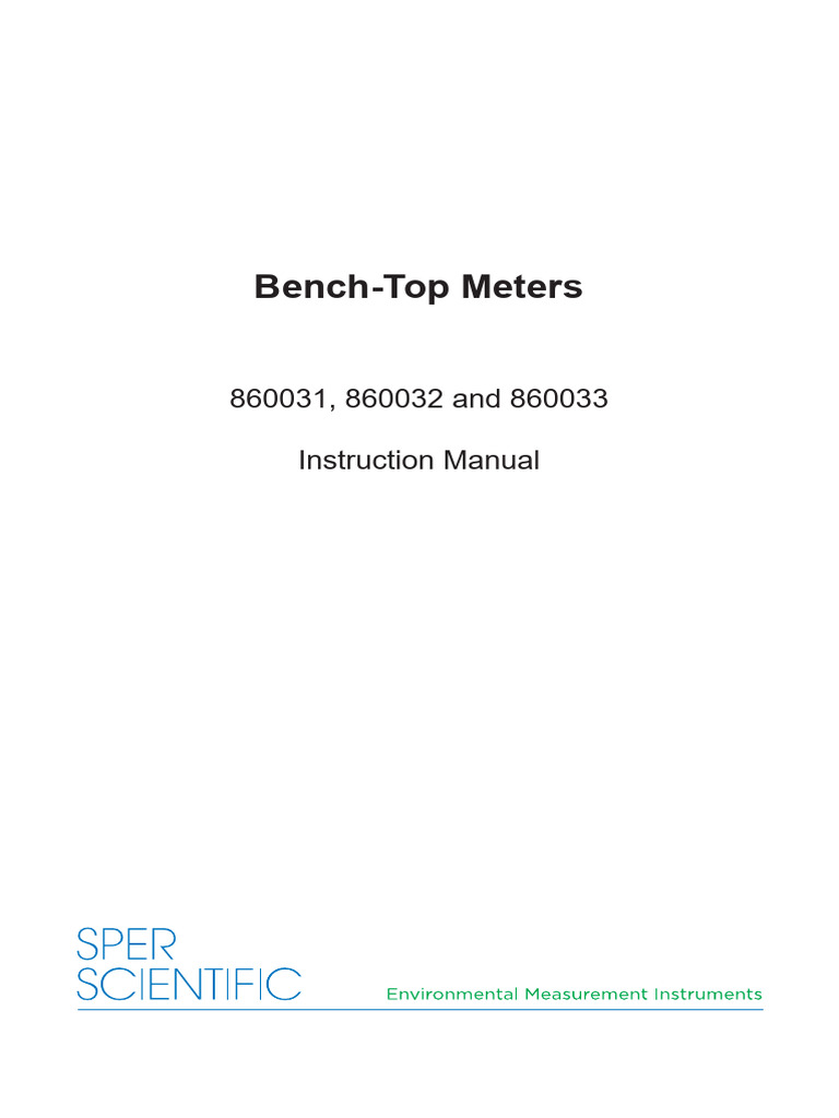 Instruction Manual Bench-Top Meters 860031, 860032 and 860033 | PDF ...