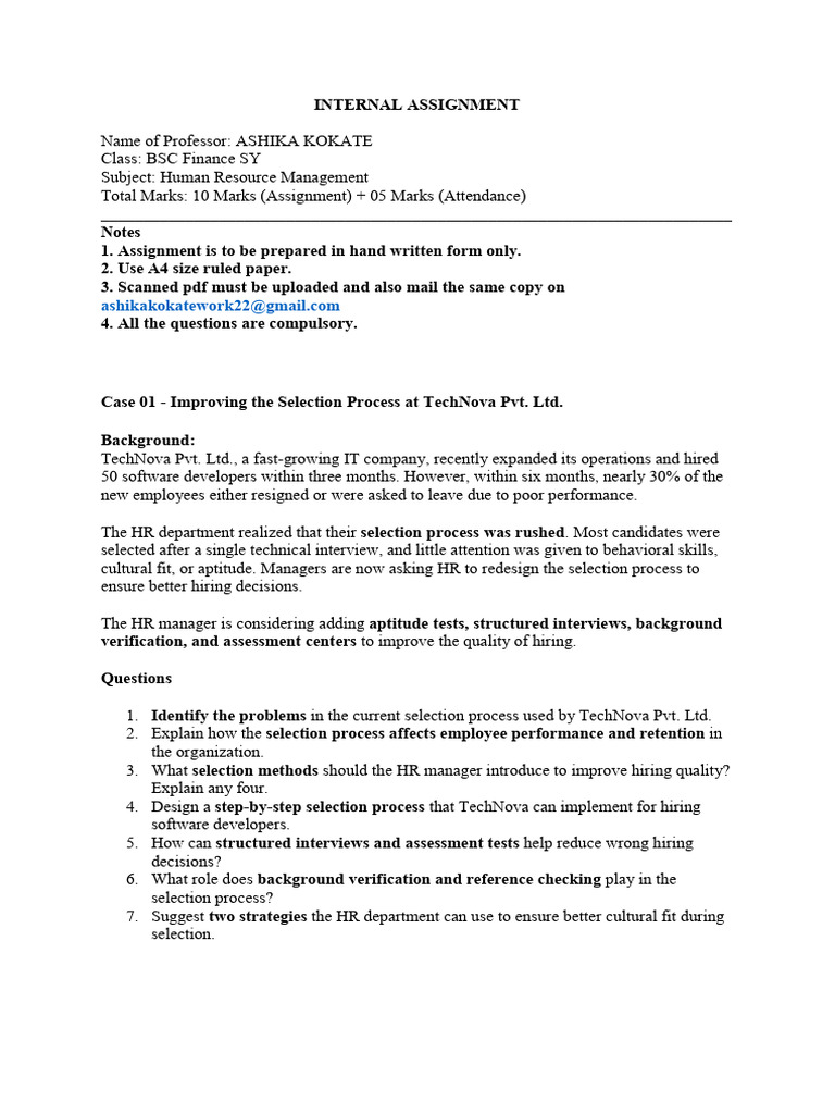 Sem IV - Internal Assignment | PDF | Recruitment | Human Resource ...
