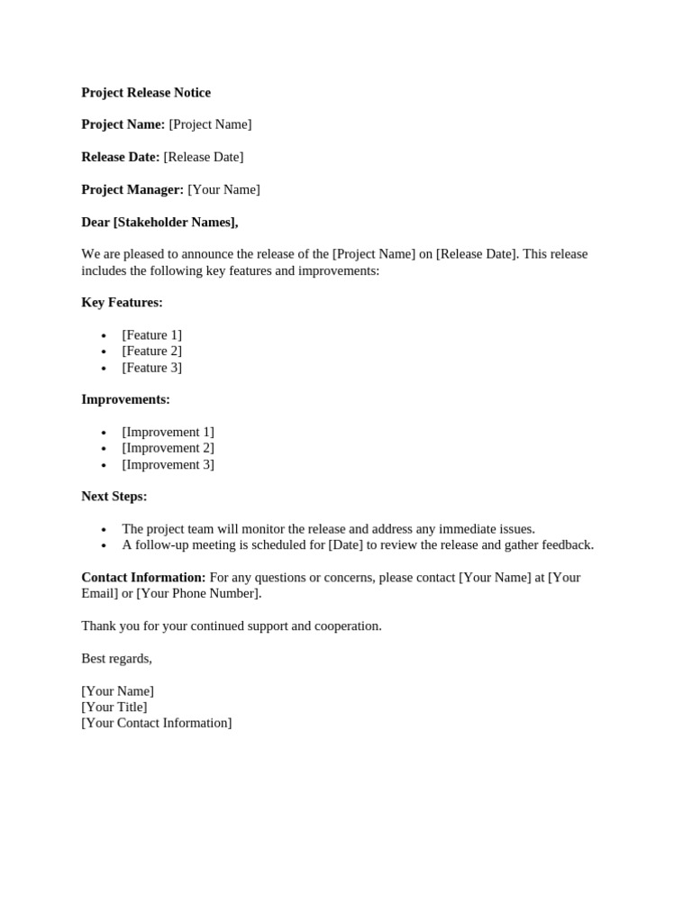 Project Release Notice | PDF