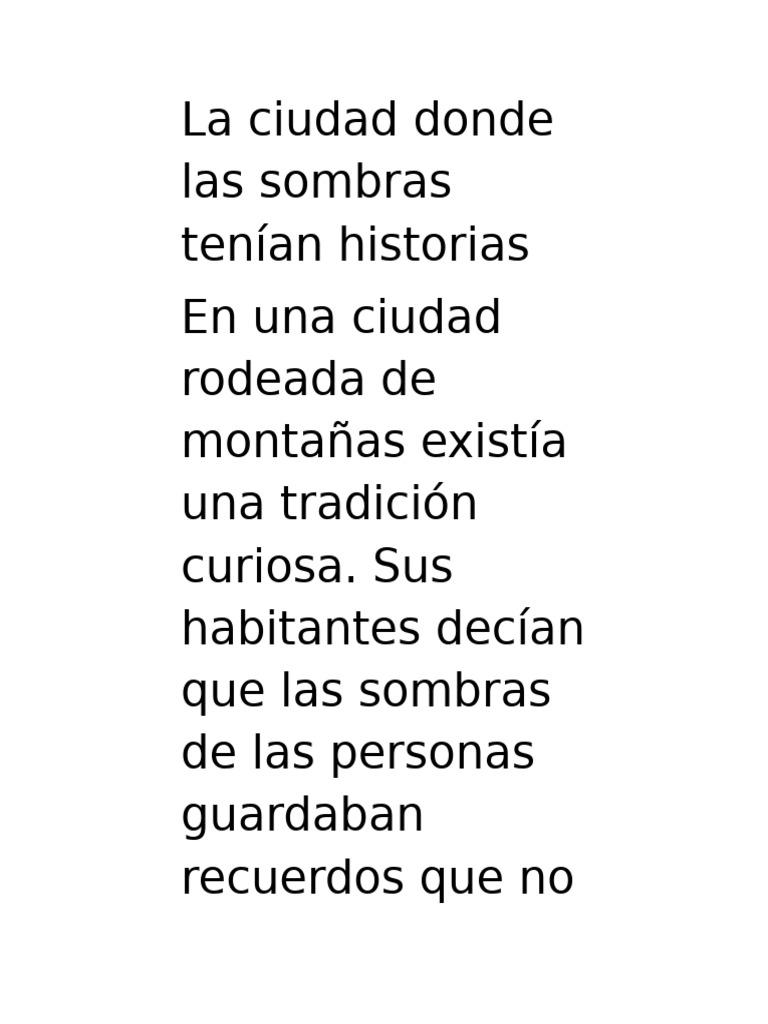 La Ciudad Donde Las Sombras Tenían Historias | PDF