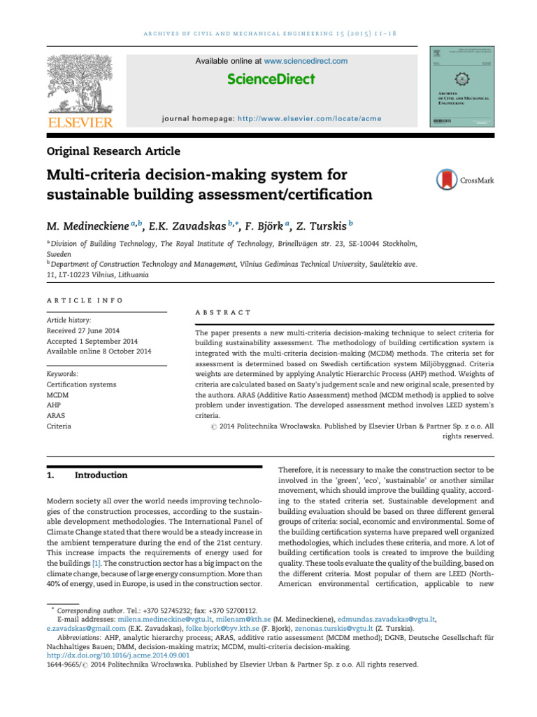 Multi-Criteria Decision-Making System For Sustainable | PDF