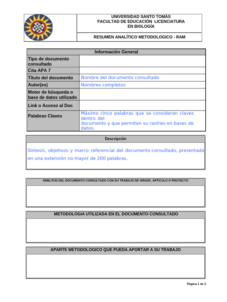 Formato RAM U Santoto | PDF