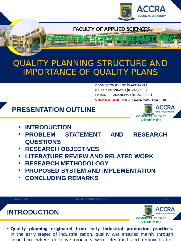 Quality Planning Structure and Importance of Quality Plans (Group 69 ...
