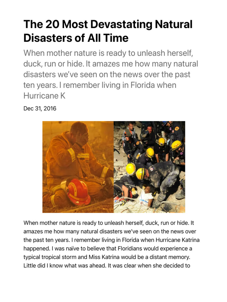 The 20 Most Devastating Natural Disasters of All Time | PDF | Natural ...
