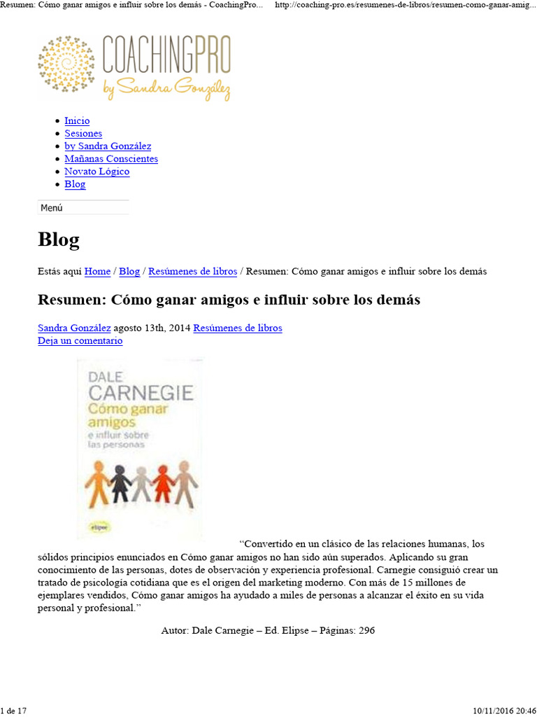 Resumen de Como Hacer Amigos e Influir Sobre Las Personas | PDF ...