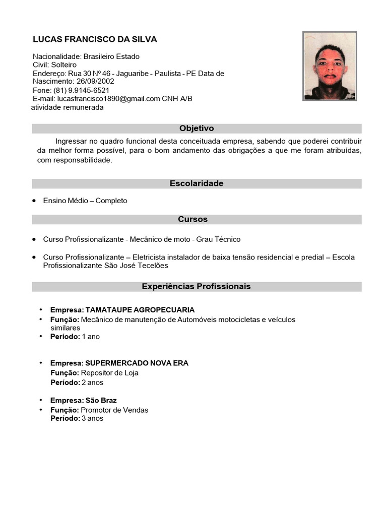 CV Lucas Francisco | PDF