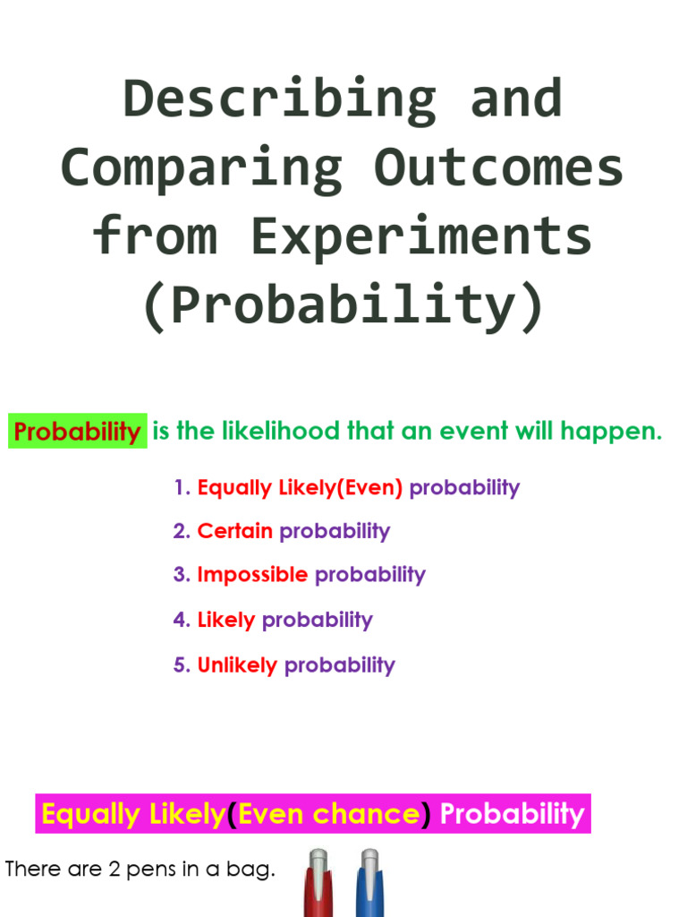 Lesson 2 - Describing and Comparing Outcomes From Experiments | PDF