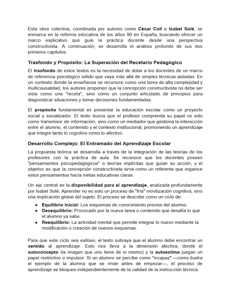 Capitulo 1 y 2 - El Constructivismo en El Aula | PDF | Constructivismo ...