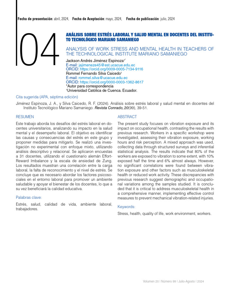 Estrés Laboral y Salud Men | PDF | Estrés (biología) | Estrés ocupacional