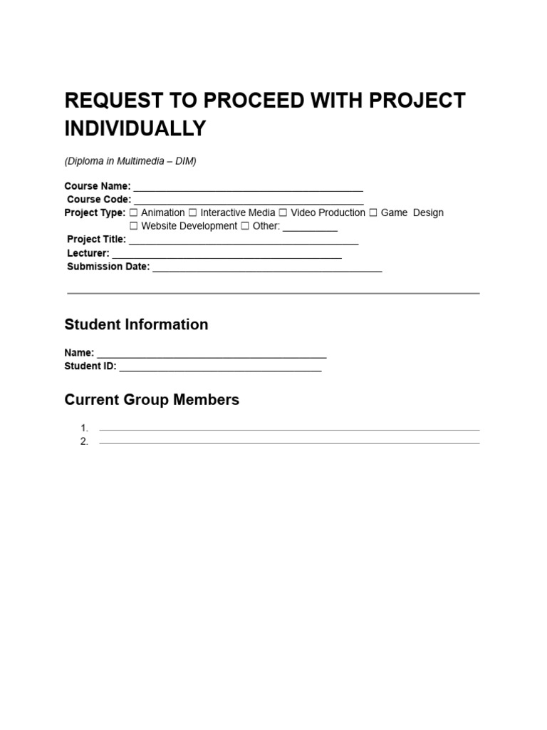 Request to Proceed With Project Individually | PDF