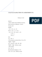 Calculus (Solution To Assignment Iv) : February 12, 2012