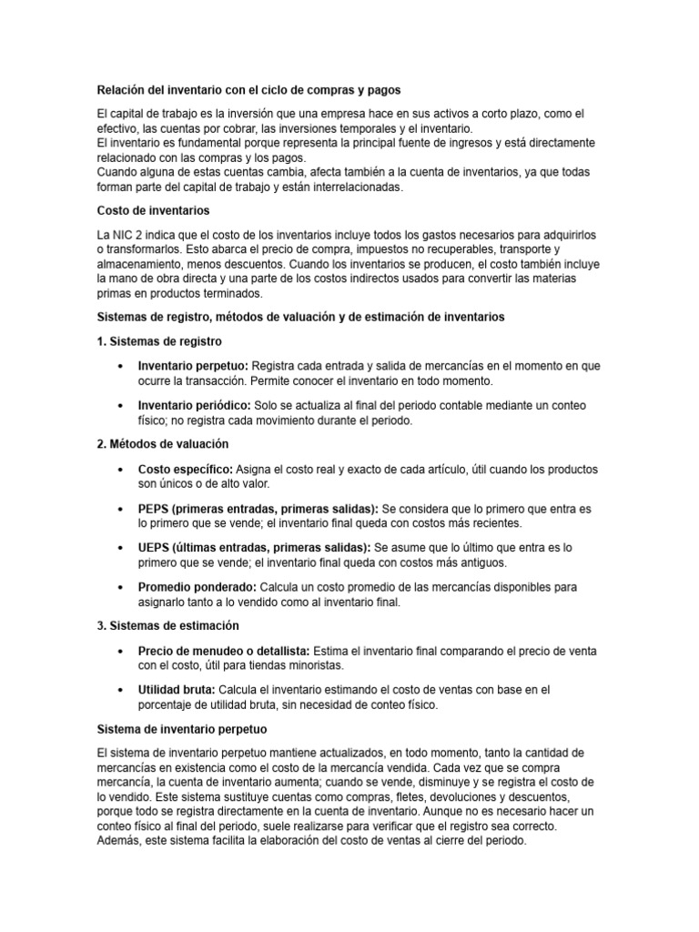 Relación de Inventarios Con El Ciclo de Compras y Pagos | PDF | Al por ...