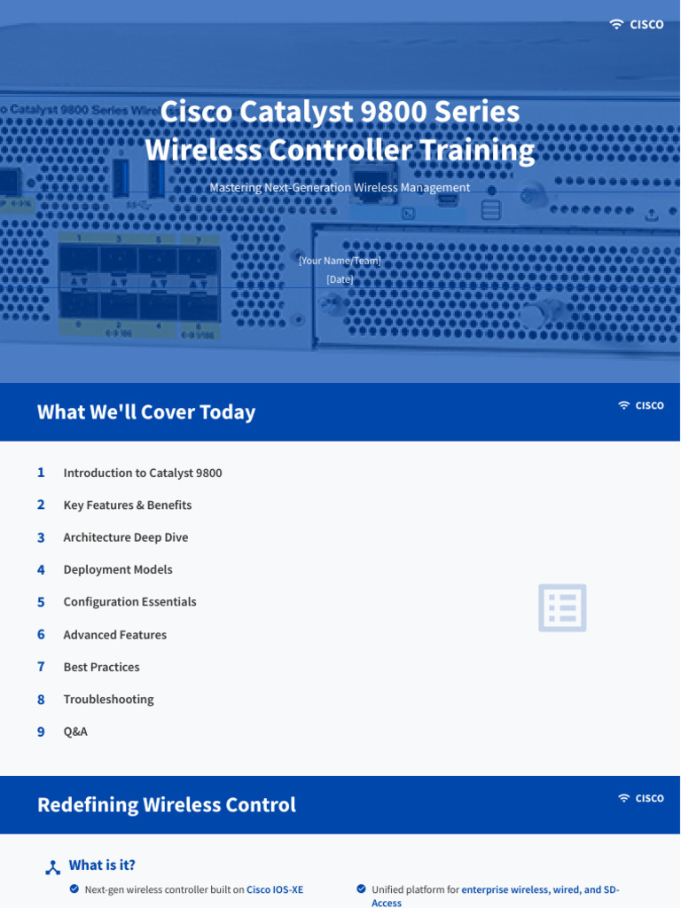 Cisco Catalyst 9800 Wireless Controller Training | PDF | Wi Fi ...