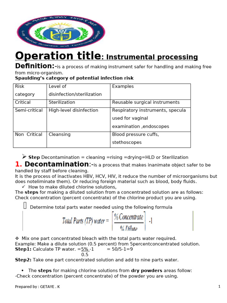 Instrumental Processing ,p 2015 Nurse | PDF | Sterilization ...