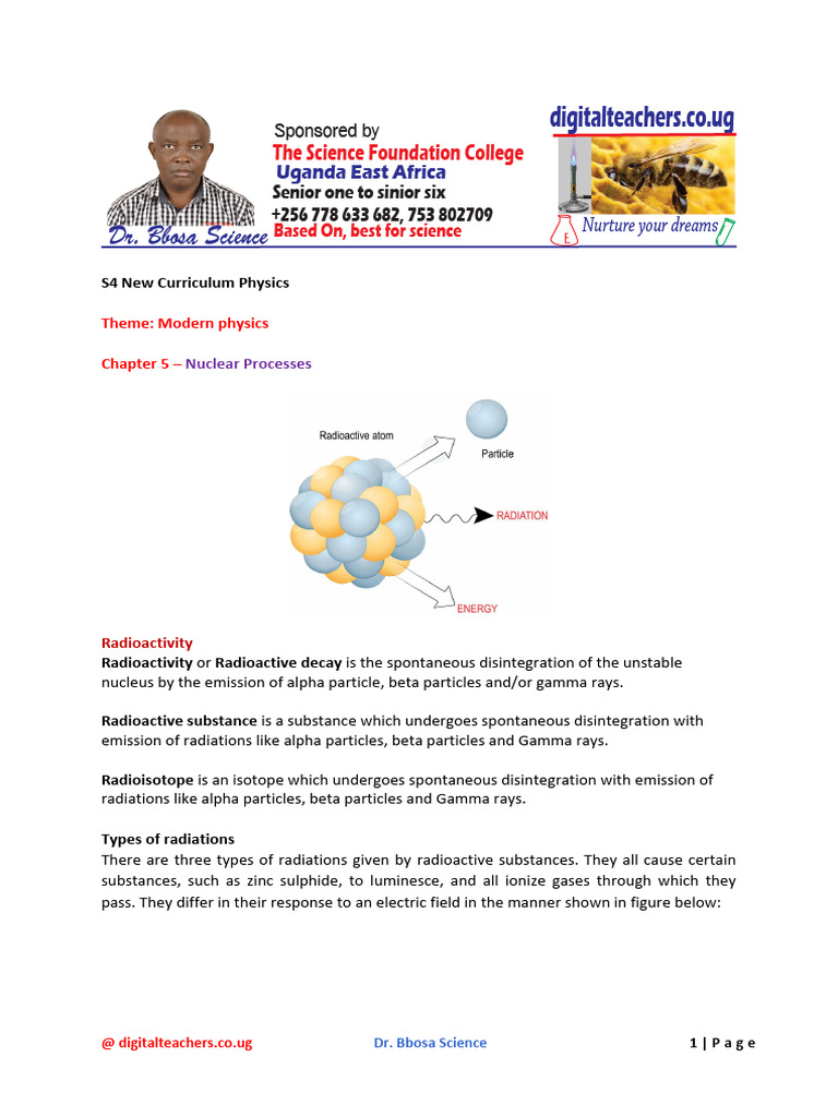 S4 New Curriculum Physics Notes Chapter 6 - Nuclear Processes | PDF ...