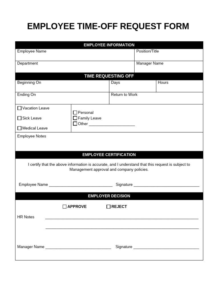 Employee Time-Off Request Form | PDF